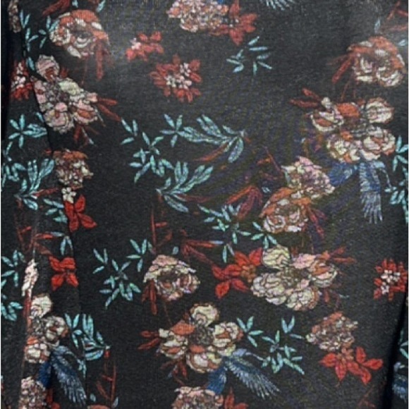 Free People Shirt Womens XS‎ Black Floral Dock Street Blouse Ruffle Boho Peasant - Picture 5 of 8